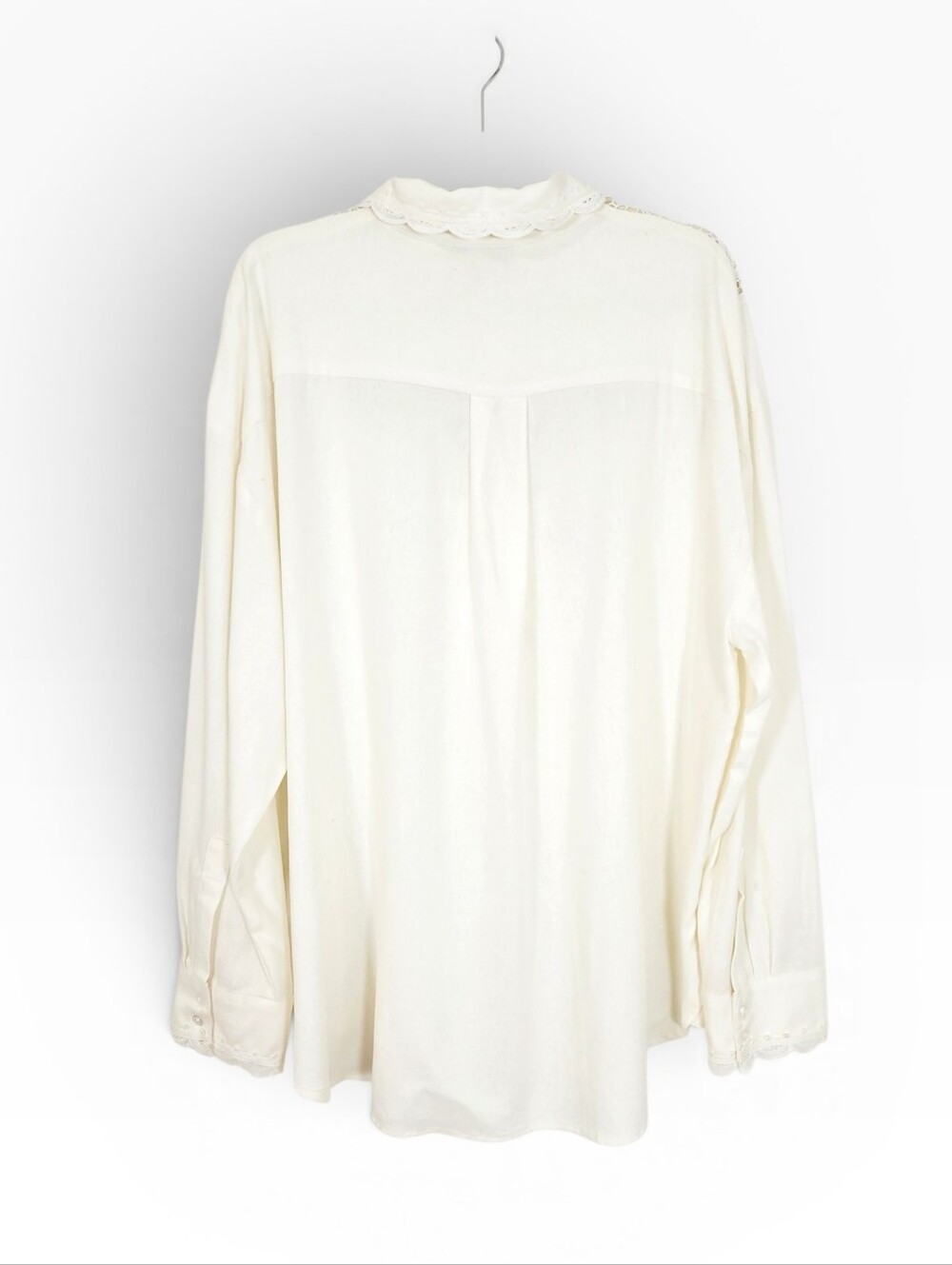 NWT CAROLINE CONSTAS Battenburg Lace Linen Blend Button Down Shirt XL Ivory - Picture 4 of 11